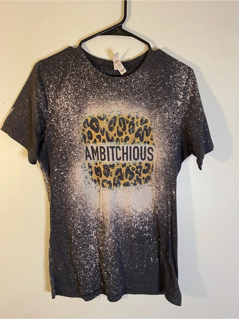 Bella Canvas Black Tee with Yellow Leopard 'Ambitchious' Graphic